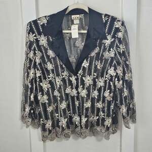 Vintage SAM USA 3XL Sheer Floral Embroidered Blouse NWT Whimsigoth Made USA